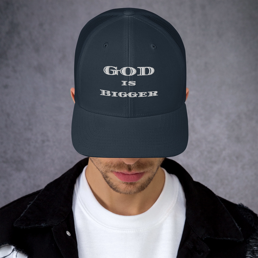 GOD IS BIGGER - NAVY BLUE - MESH BACK ADJUSTABLE HAT