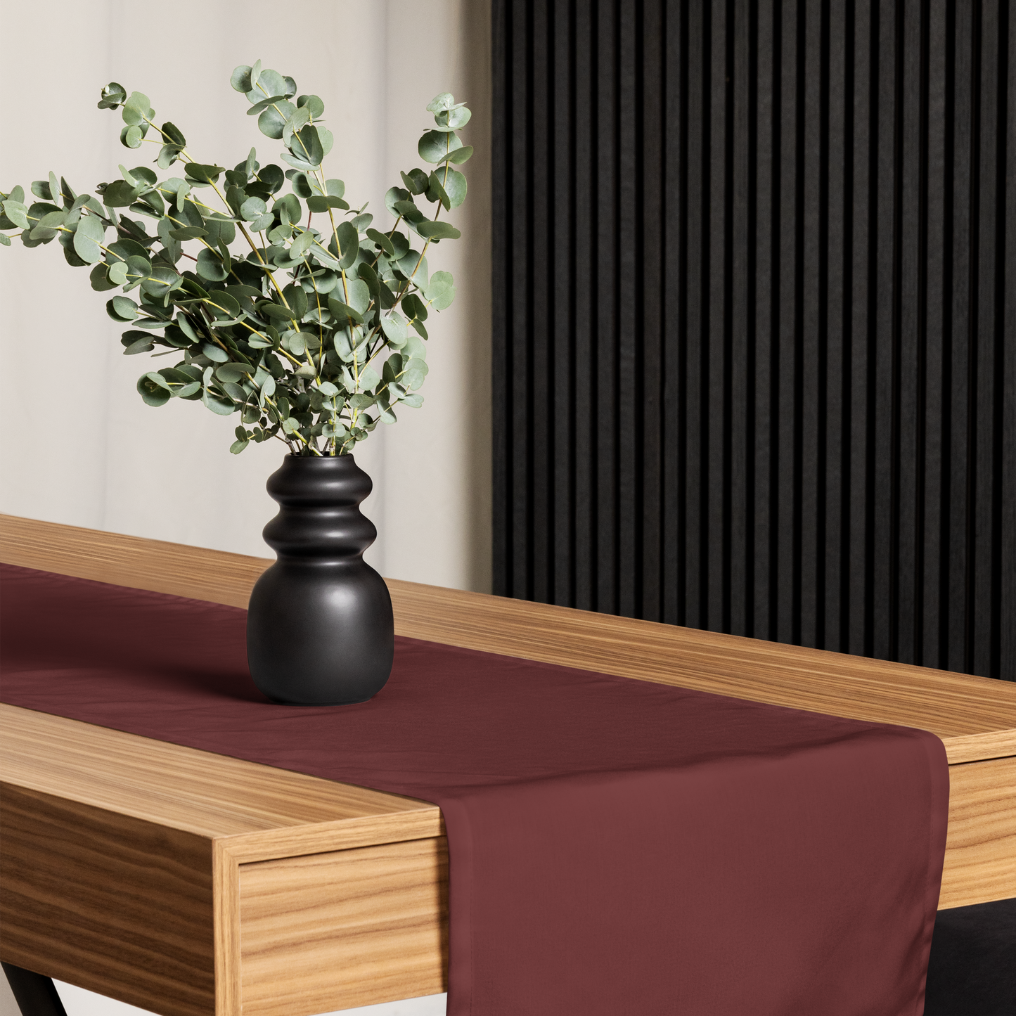 90" X 60" SOLID BURGUNDY TABLE RUNNER