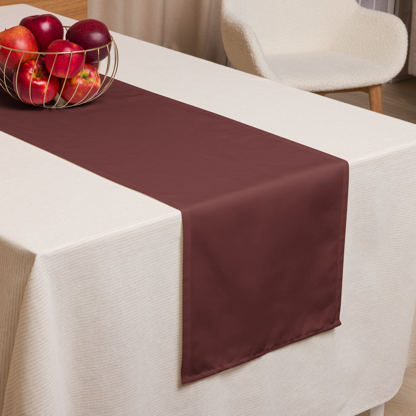 90" X 60" SOLID BURGUNDY TABLE RUNNER