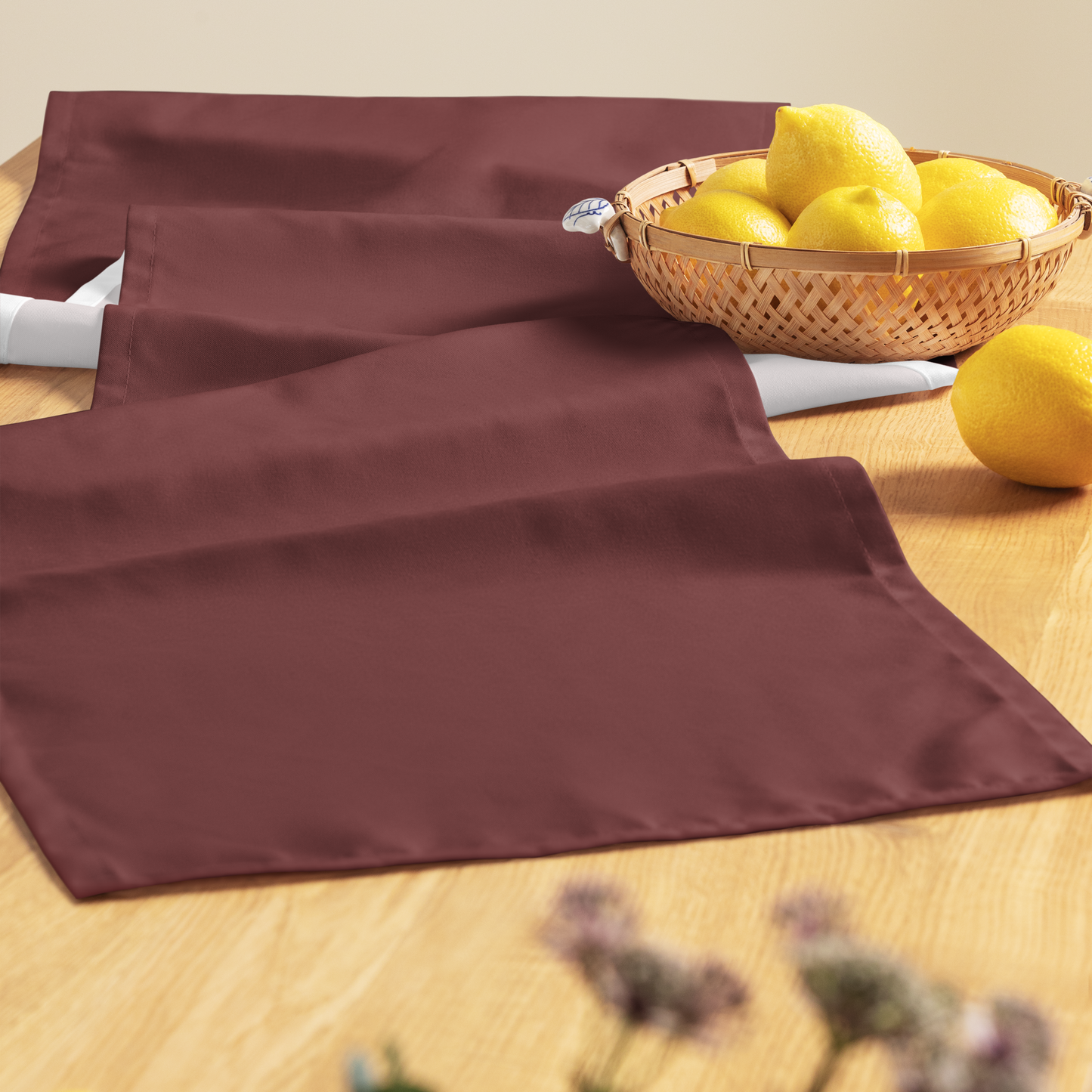 90" X 60" SOLID BURGUNDY TABLE RUNNER