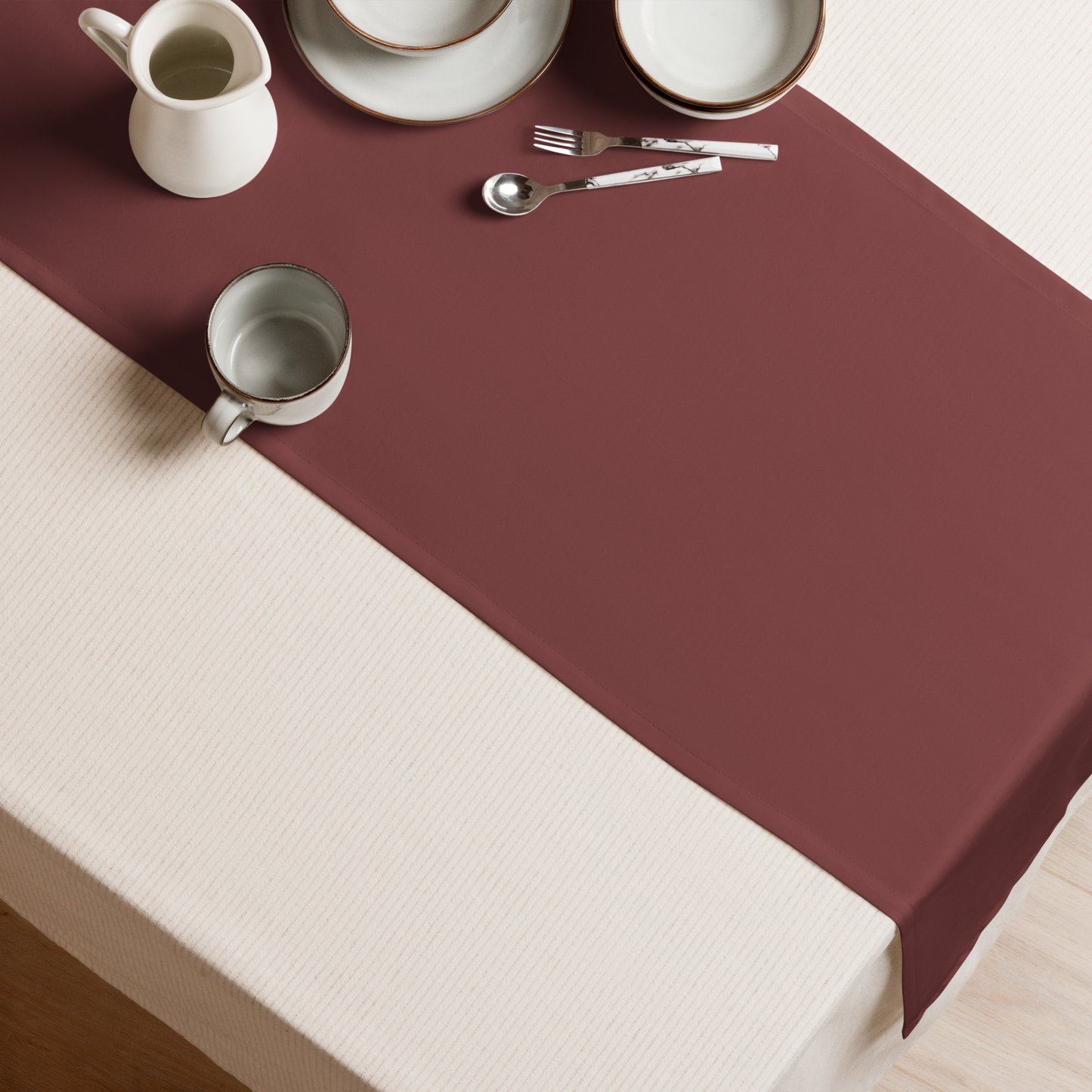 90" X 60" SOLID BURGUNDY TABLE RUNNER