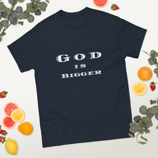 GOD IS BIGGER - NAVY BLUE - COMFORTABLE UNISEX T-SHIRT